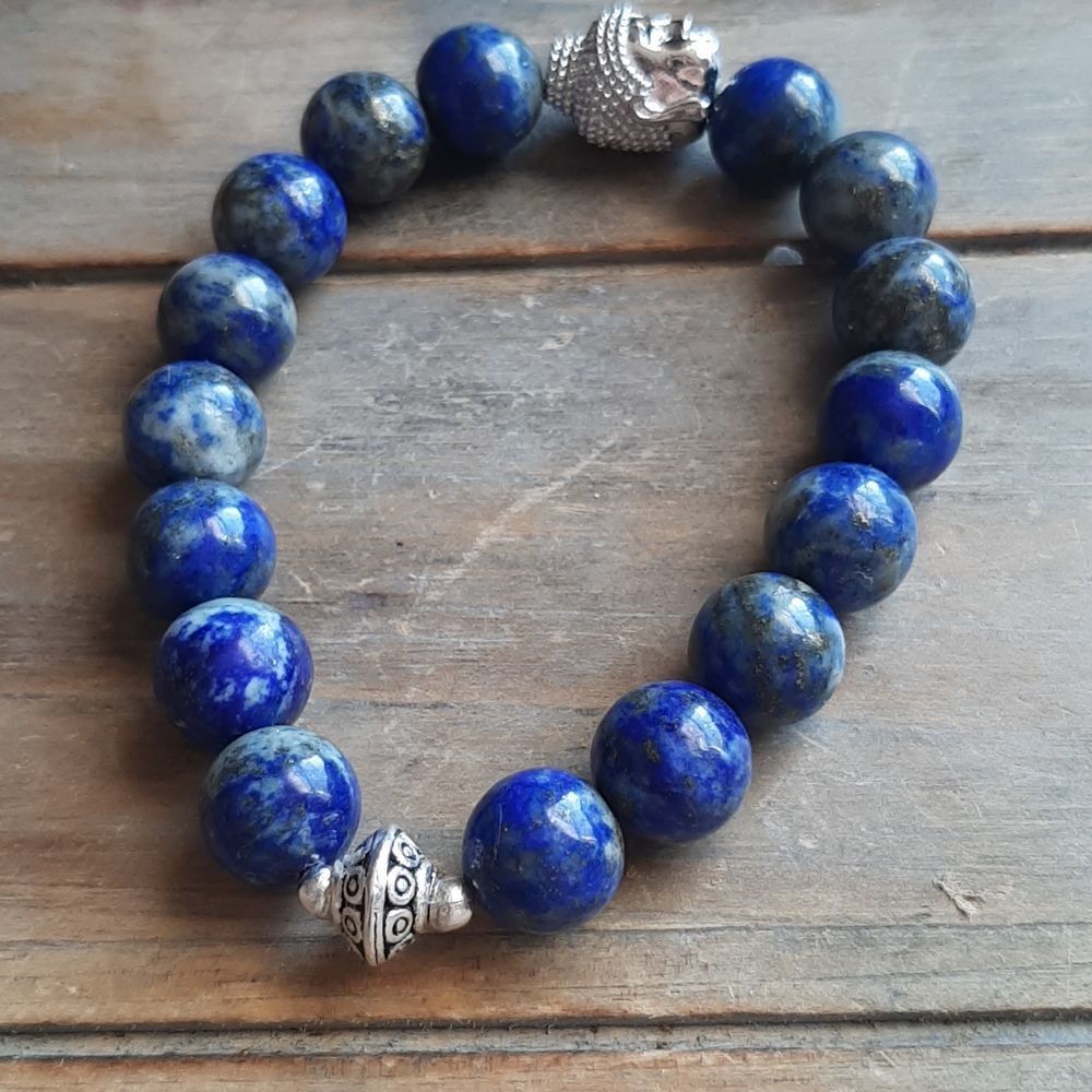 Lapis Lazuli Buddha Stretch Bracelet - Picture 2 of 5
